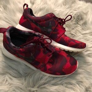 Nike red camo tennis shoes